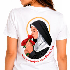 Camiseta Santa Rita Rosa Preferida Manto Vivo