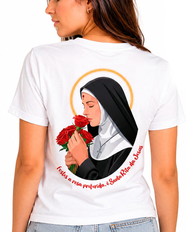 Camiseta Santa Rita Rosa Preferida Manto Vivo